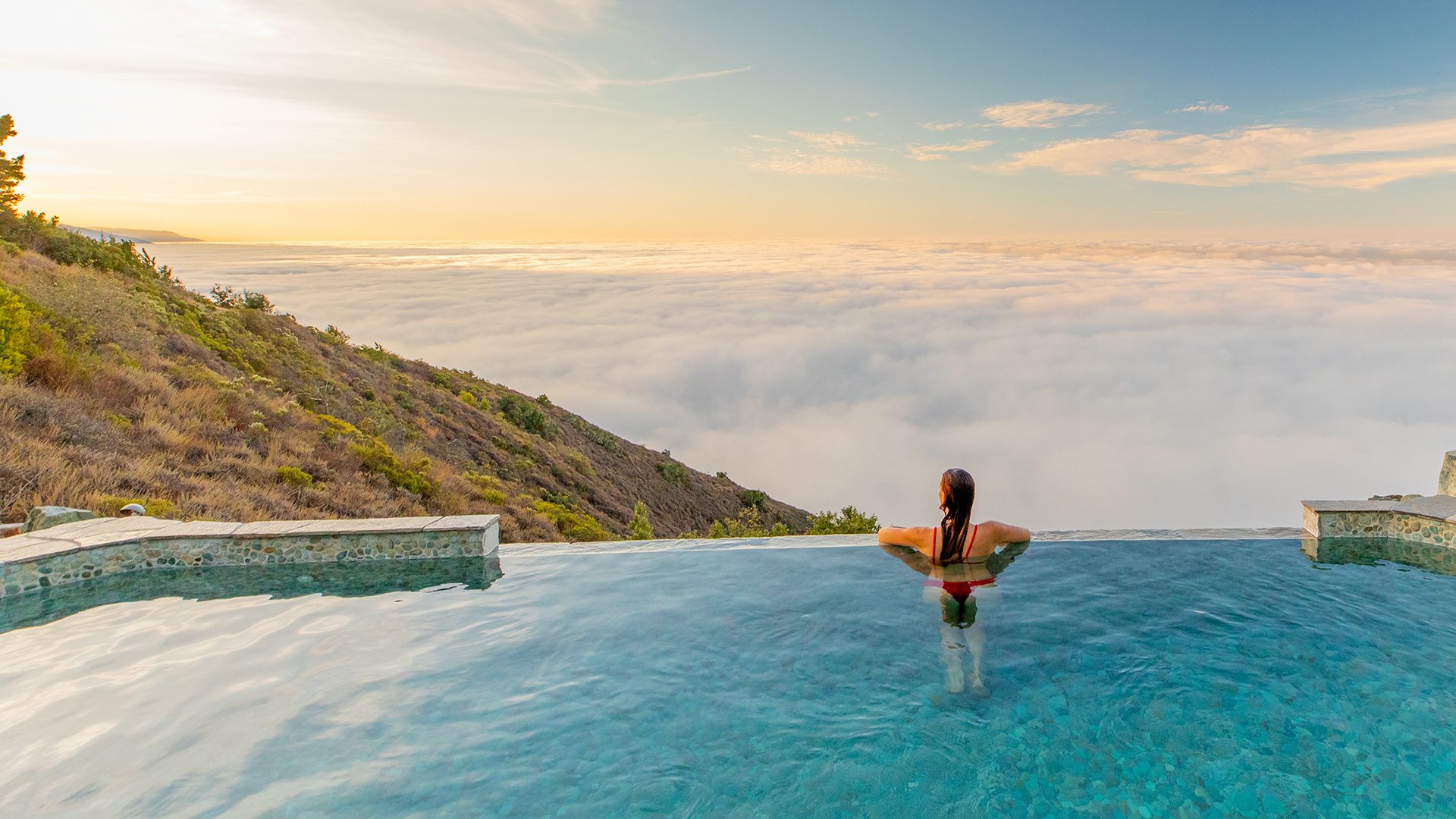 Infinity pool above the clouds at Post Ranch Inn